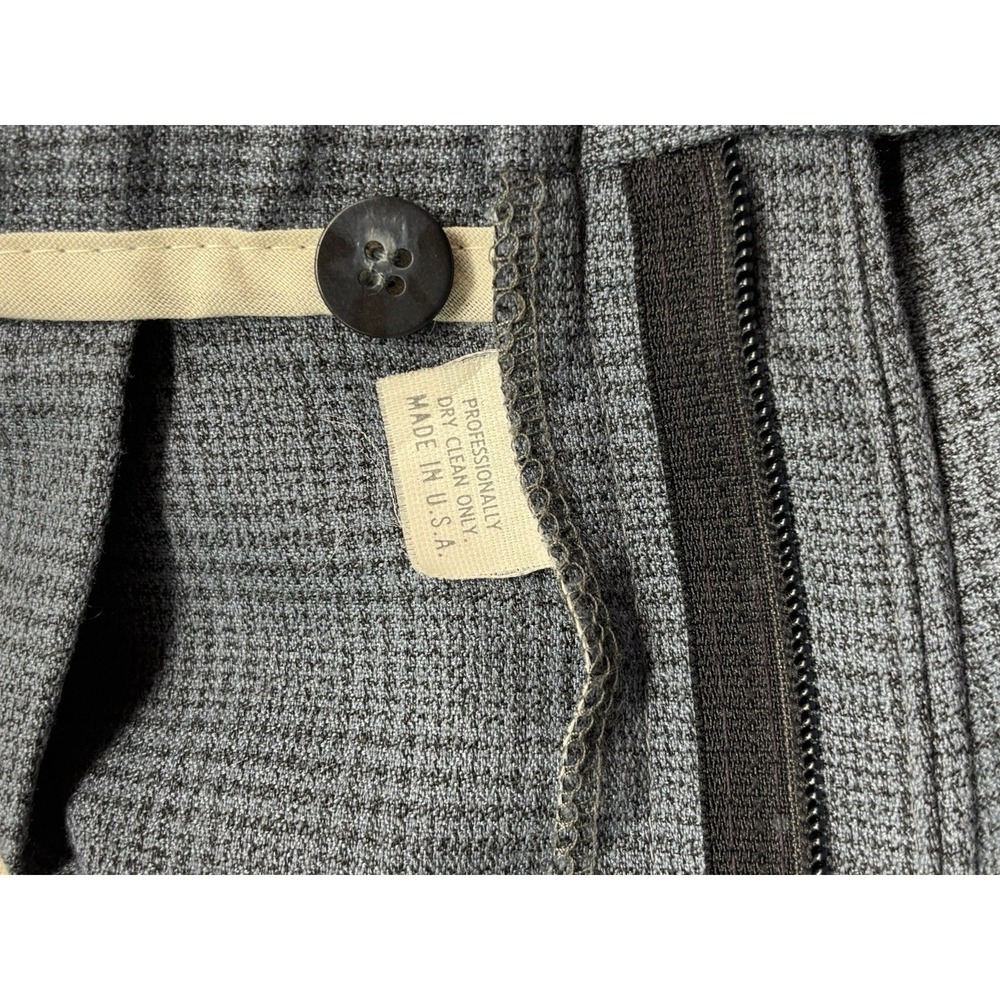 vtg USA Blue Plaid 34x30 High Waisted Pleated Dress Suit Pants Relaxed Taper - Picture 8 of 8